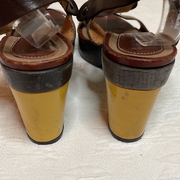 Marni T Strap Brown Leather Platform Sling Back Sandals Size EU 40 US 10 - Picture 7 of 12